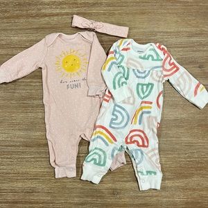Fun baby girl jumpsuits with headband